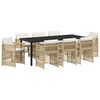 vidaXL Garden Dining Set 9 pcs Beige Powder-Coated Steel
