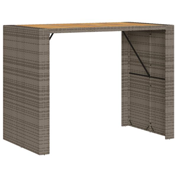 vidaXL Garden Bar Table with Acacia Wood Top Grey 145x80x110 cm Poly Rattan