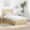 vidaXL Bed Frame Sonoma Oak and Silver 75 x 190 cm Engineered Wood
