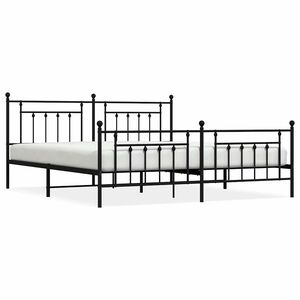 vidaXL Metal Bed Frame without Mattress with Footboard Black 193x203cm