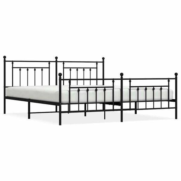 vidaXL Metal Bed Frame without Mattress with Footboard Black 193x203cm
