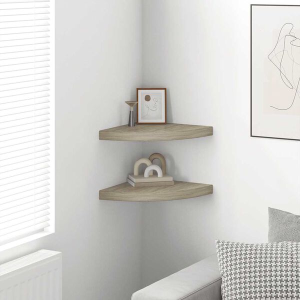 vidaXL Floating Corner Shelves 2 pcs Oak 35x35x3.8 cm MDF