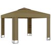 vidaXL Gazebo with Double Roof 3x3x2.7 m Taupe 180 g/m&sup2;
