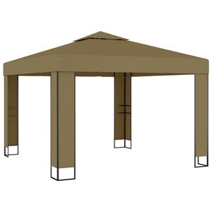 vidaXL Gazebo with Double Roof 3x3x2.7 m Taupe 180 g/m&sup2;