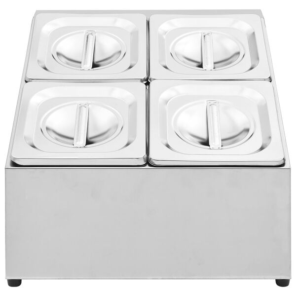 vidaXL Gastronorm Container Holder with 4 GN 1/6 Pan Stainless Steel
