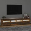 vidaXL TV Cabinet with LED Lights Smoked Oak 210x35x40 cm