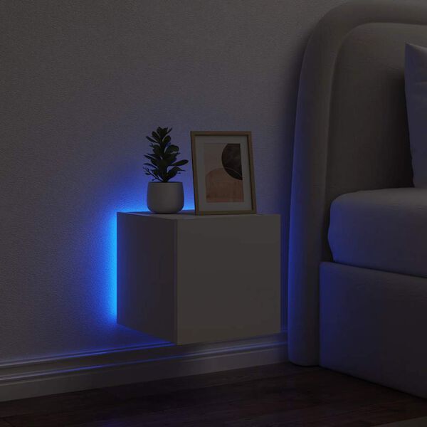 vidaXL TV Wall Cabinet with LED Lights White 30.5x35x30 cm