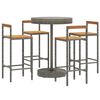 vidaXL 5 Piece Garden Bar Set Grey Poly Rattan&Solid Wood Acacia