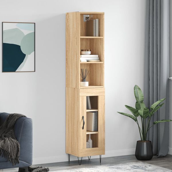 vidaXL Highboard Sonoma Oak 34.5x34x180 cm Engineered Wood