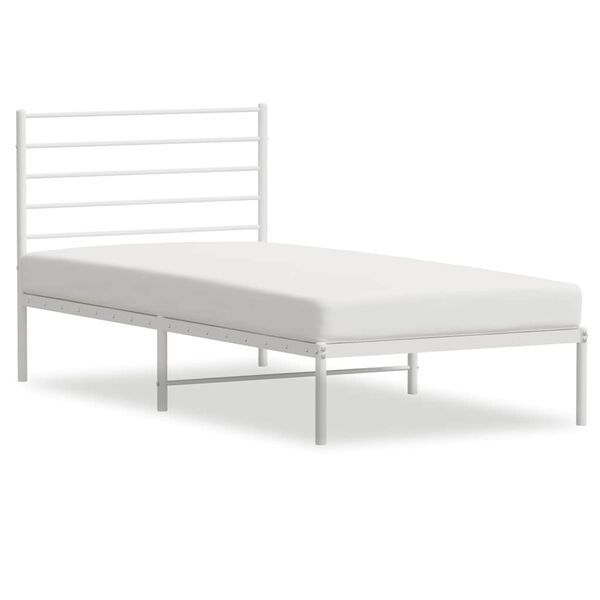 vidaXL Metal Bed Frame without Mattress with Headboard White 90x200cm