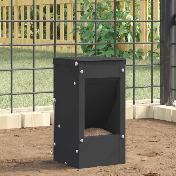 vidaXL Rabbit Feeder Black 12.5 x 12.5 x 25 cm Cold-Rolled Steel