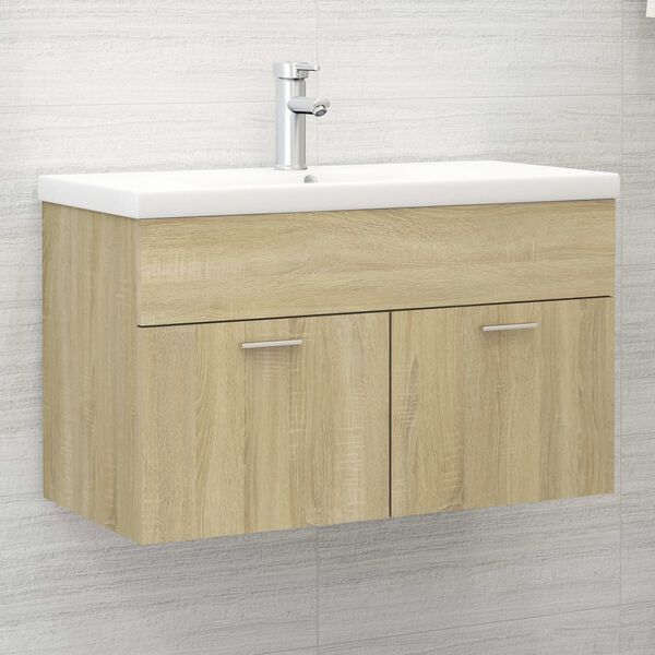 vidaXL Sink Cabinet Sonoma Oak 80x38.5x46 cm Engineered Wood