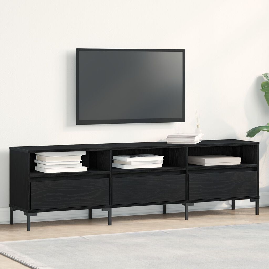 vidaXL TV Cabinet Black Oak 150x30x44,5 cm Engineered Wood