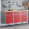 vidaXL Work Cabinet with Drawer 3 pcs Red and Grey 150 x 55 x 85 cm
