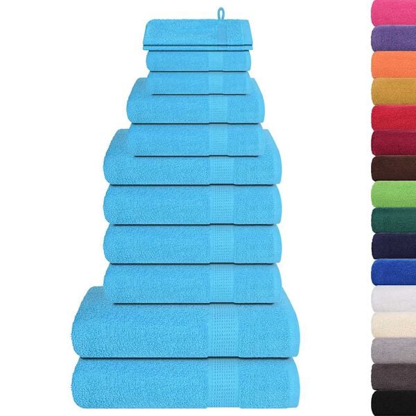 vidaXL 12 Piece Towel Set "FROGN" Turquoise 360 gsm