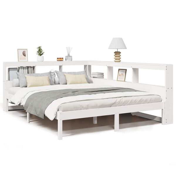 vidaXL Bookcase Bed without Mattress White 140x190 cm Solid Wood Pine