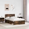 vidaXL Bed Frame Smoked Oak 135 x 190 cm Solid Pine Wood