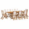 vidaXL 9 Piece Garden Dining Set Solid Wood Acacia and Textilene