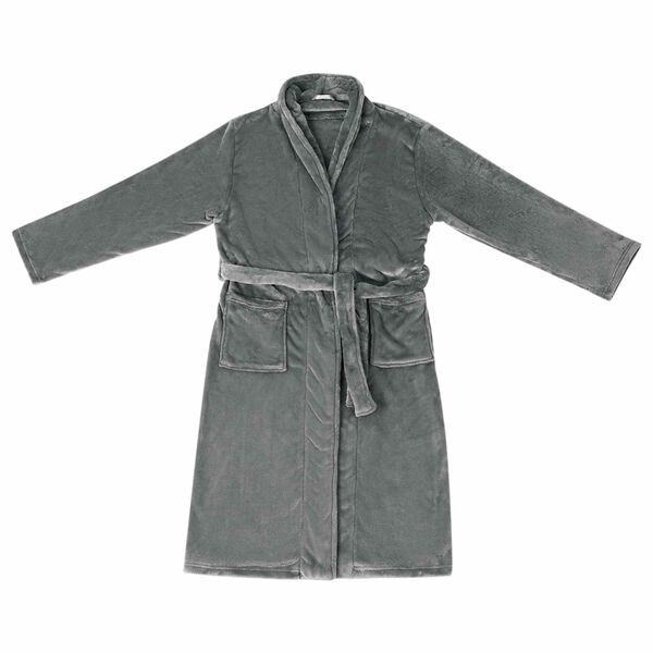 vidaXL Bathrobe without Hood Dark Grey S Flannel