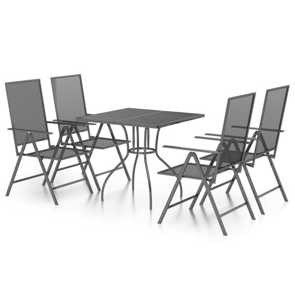 vidaXL 5 Piece Garden Dining Set Anthracite Steel
