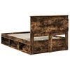 vidaXL Bed Frame with Drawer Smoked Oak 135 x 190 cm Solid Pine Wood