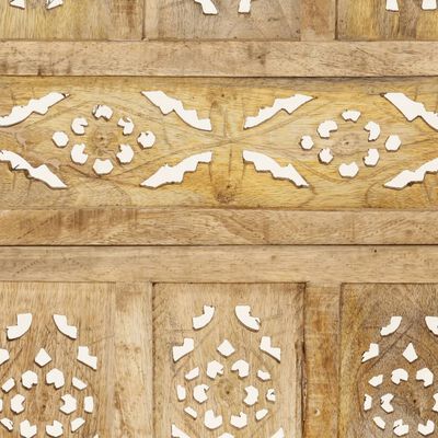 vidaXL Hand carved 4-Panel Room Divider 160x165 cm Solid Mango Wood