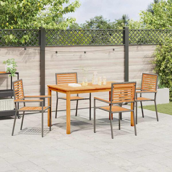 vidaXL Garden Dining Set 5 pcs Grey Solid Acacia Wood