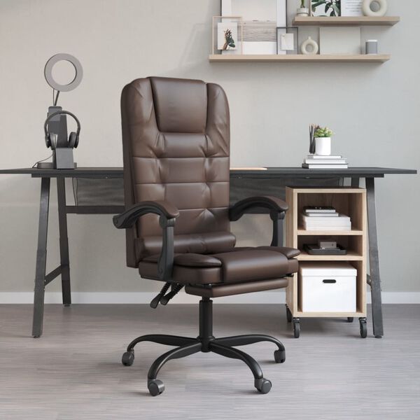 vidaXL Massage Reclining Office Chair Brown Faux Leather