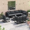 vidaXL Garden Sofa Set with Cushion 9 pcs Black Aluminium
