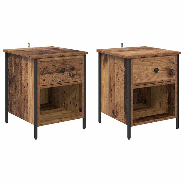 vidaXL Bedside Cabinet 2 pcs Old Wood 40 x 42 x 50 cm Engineered Wood