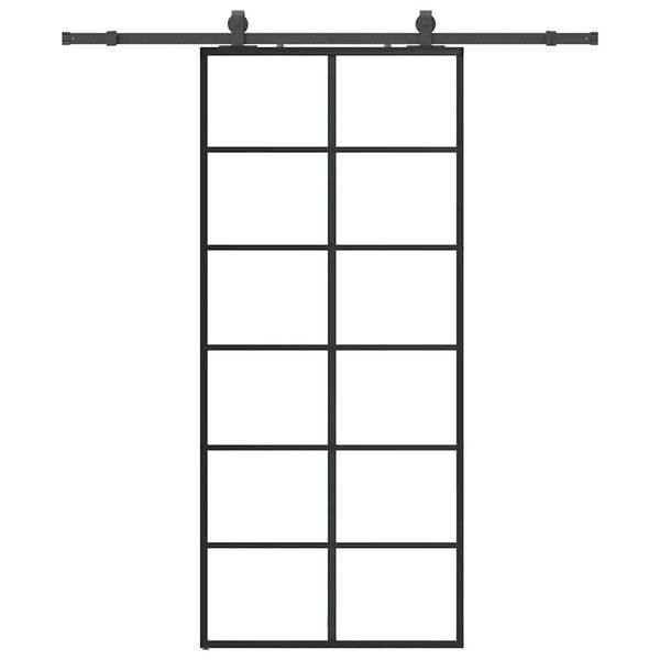 vidaXL Sliding Door with Hardware Set Black 90x205 cm ESG Glass