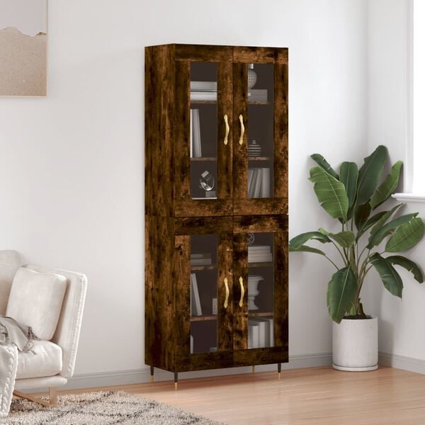 vidaXL Highboard Smoked Oak 69.5x34x180 cm Engineered Wood