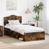 vidaXL Bed Frame with Headboard Smoked Oak 90 x 190 cm Solid Pine Wood