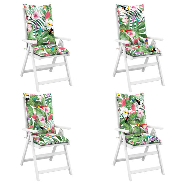 vidaXL Garden Highback Chair Cushions 4 pcs Multicolour 120x50x7 cm Fabric