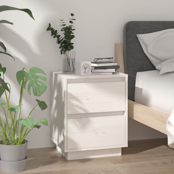 vidaXL Bedside Cabinets 2 pcs White 40x35x50 cm Solid Wood Pine