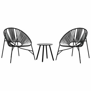 vidaXL Garden Chair Set 3 pcs Black Poly Rattan