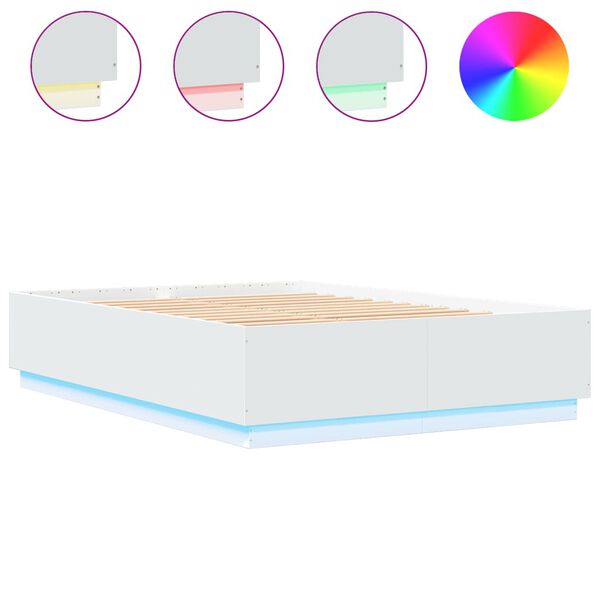 vidaXL Bed Frame with LED without Mattress White 120x200 cm