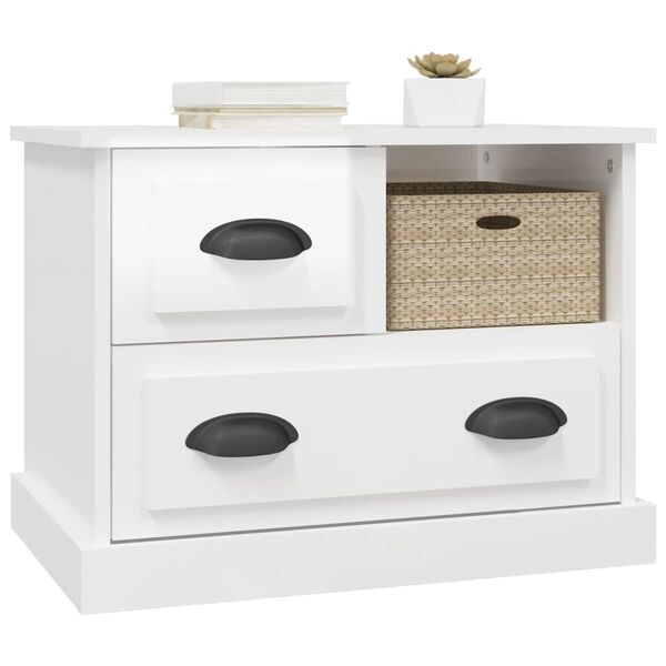 vidaXL Bedside Cabinet High Gloss White 60x39x45 cm