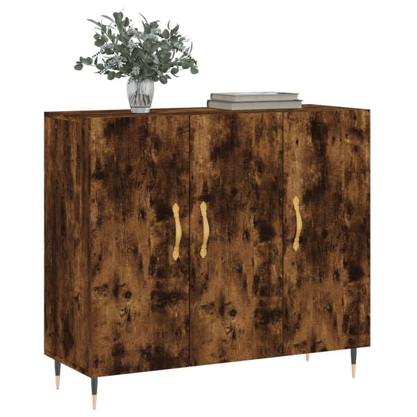 vidaXL Sideboard Smoked Oak 90x34x80 cm Engineered Wood