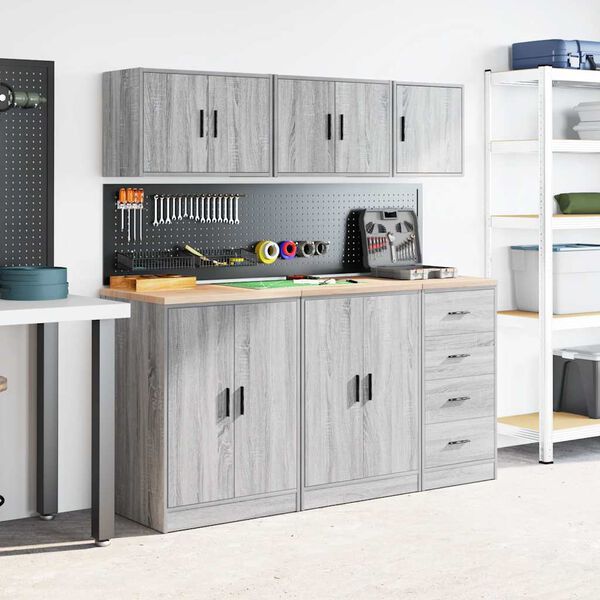 vidaXL Garage Wall Cabinet Grey Sonoma Engineered Wood