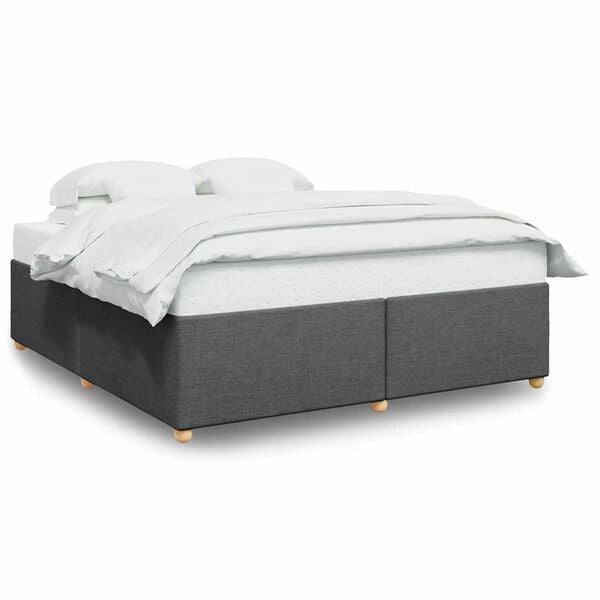 vidaXL Bed Frame without Mattress Dark Grey Super King Fabric