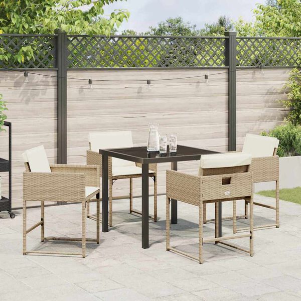 vidaXL Garden Dining Set 5 pcs Beige Poly Rattan