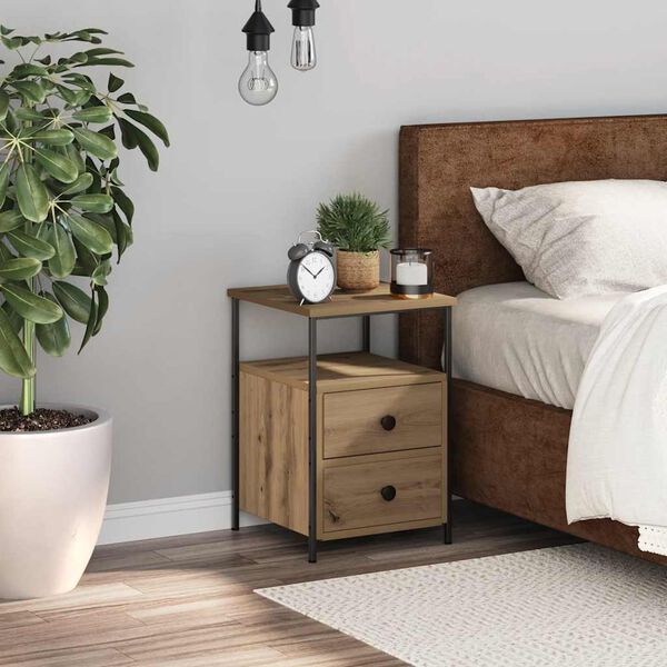 vidaXL Bedside Cabinet Artisan Oak 34x35.5x50 cm Engineered Wood