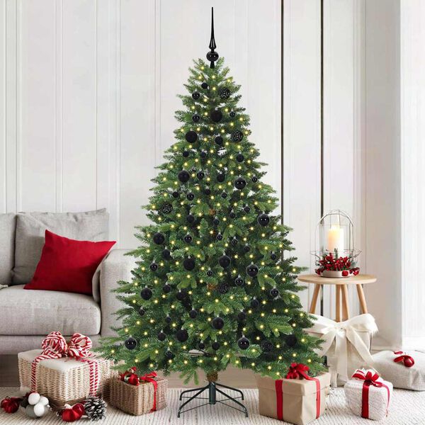 vidaXL Artificial Christmas Tree with 300 LEDs Green 180 cm PE and PVC