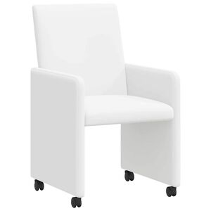 vidaXL Dining Chairs with Wheels 2 pcs White 57 x 66 x 94 cm