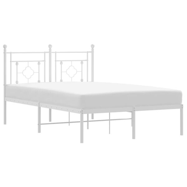 vidaXL Metal Bed Frame without Mattress with Headboard White 120x190cm