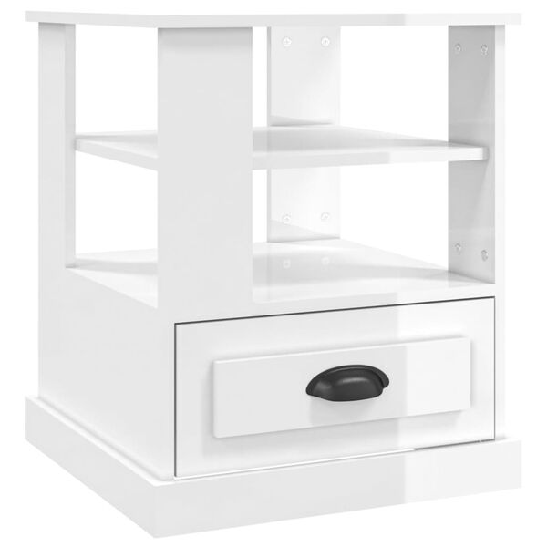 vidaXL Side Table High Gloss White 50x50x60 cm Engineered Wood