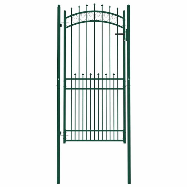 vidaXL Fence Gate with Spikes Steel 100x200 cm Green