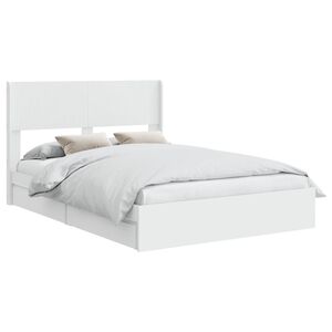 vidaXL Bed Frame with Storage and Headboard White 140 x 200 cm