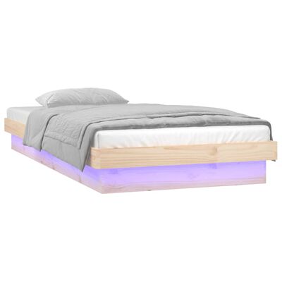 vidaXL LED Bed Frame 75x190 cm Small Single Solid Wood